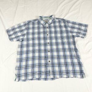 Tommy Bahama Mens Blue Plaid Short Sleeve Button Up Silk Shirt Size XXL